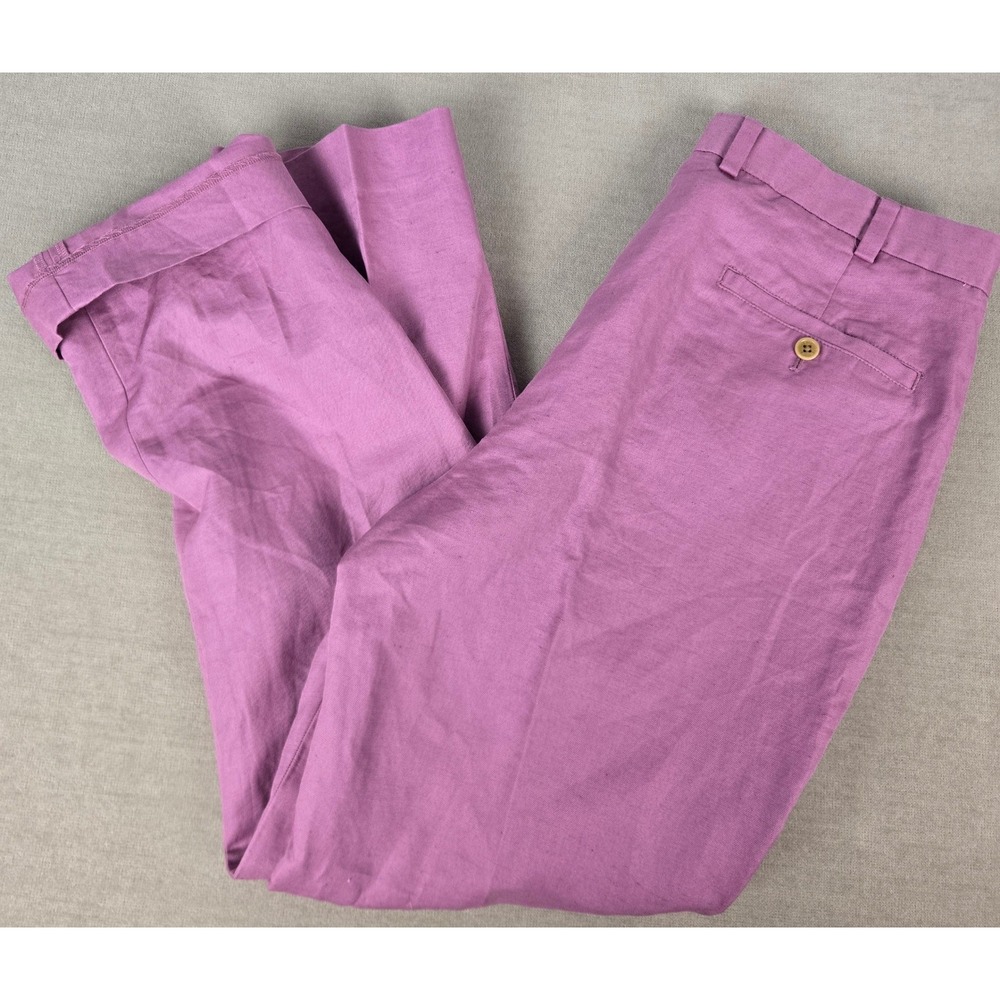 Brooks Brothers Clark Baird McNutt Irish Linen Cotton Chinos Purple 36x30